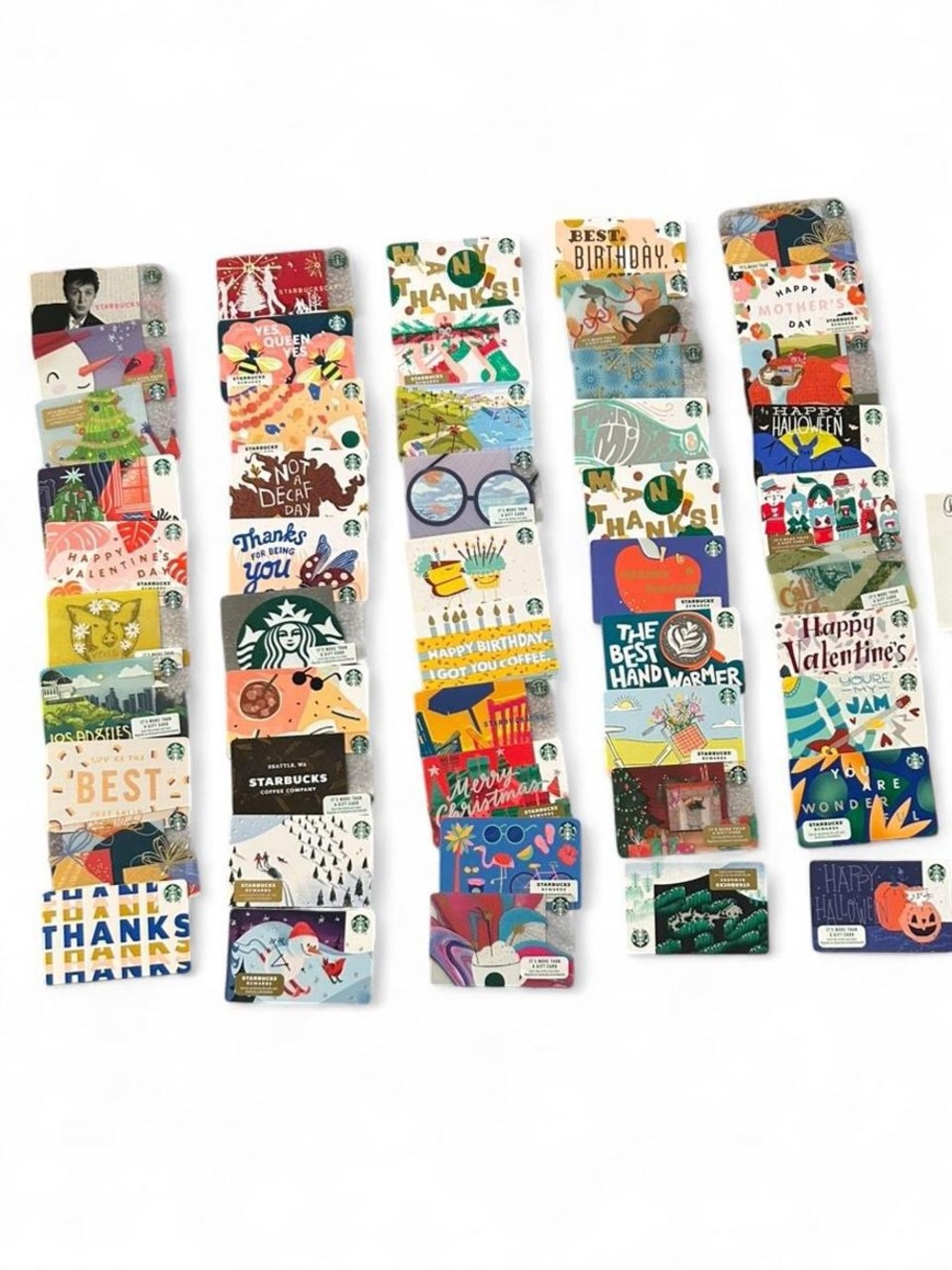 Huge Lot of 50 Assorted Starbucks Collectible Gift Cards - Vintage & Rare